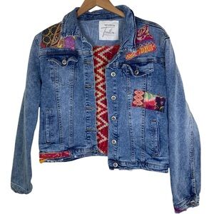 Upcycled Love Patch Denim Jacket Medium Unique